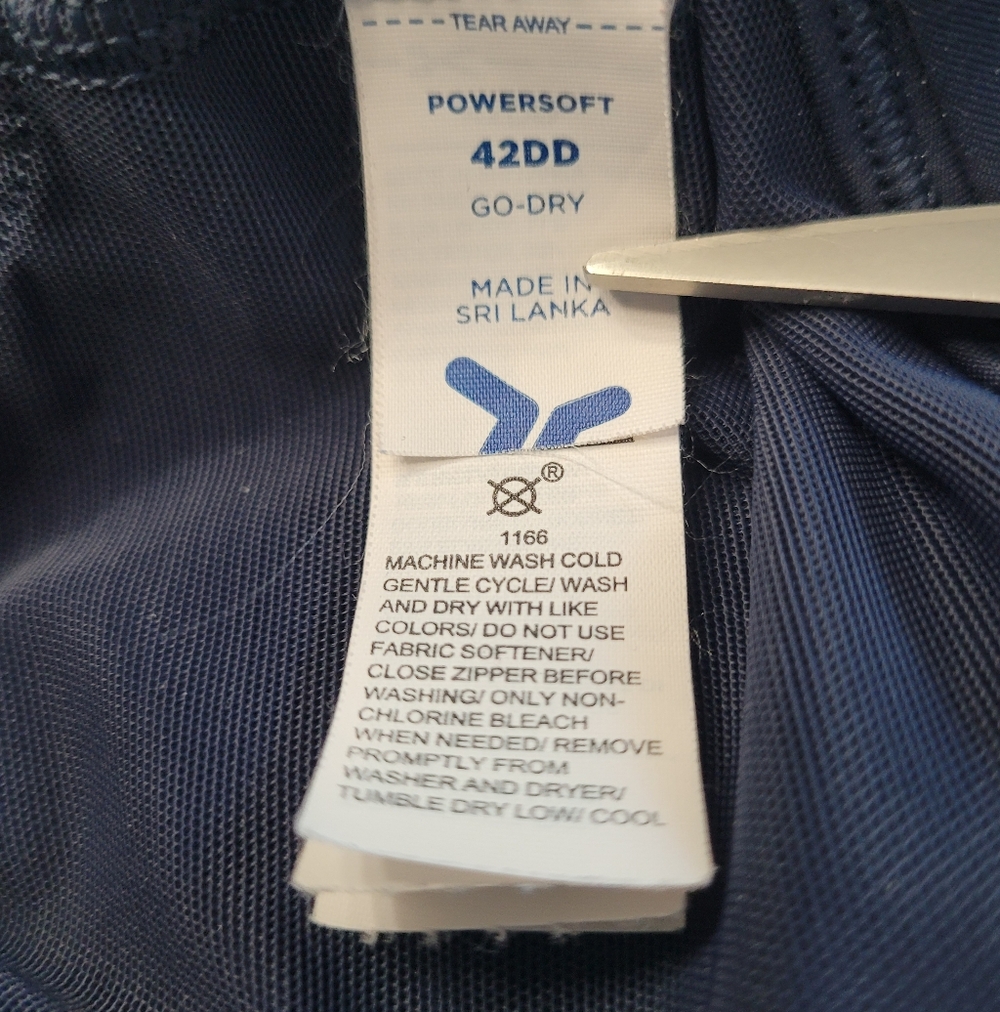 Old Navy Zip-Front Go Dry Lightly Padded Sports Bra Navy Blue 44DD - Picture 6 of 7